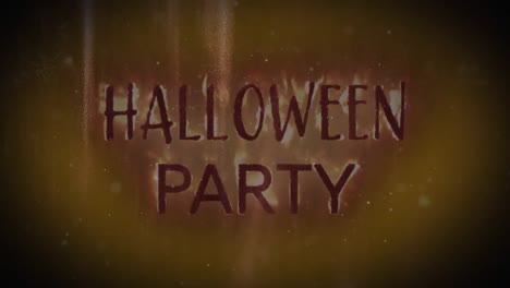 Animation-of-burning-halloween-party-on-brown-background