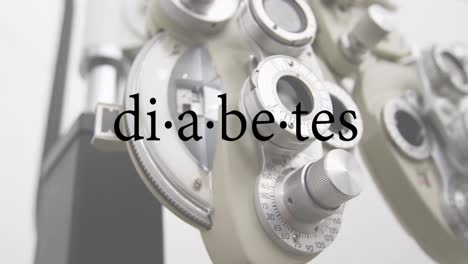 Animation-of-diabetes-text-over-dials-of-medical-equipment-on-white-background