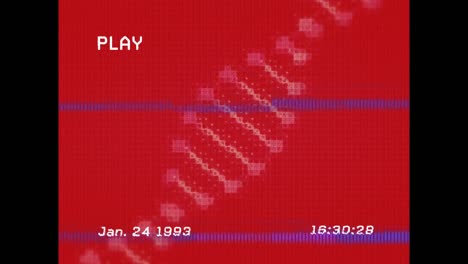 Animation-Von-Interferenz-Und-DNA-Strang-Auf-Rotem-Hintergrund