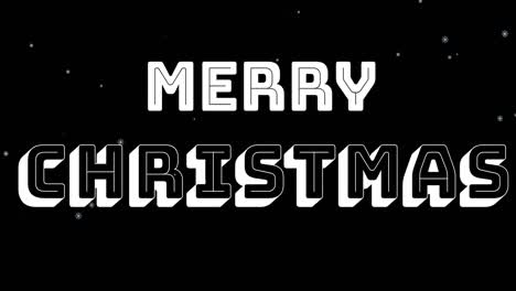 Animation-Des-Textes-„Frohe-Weihnachten“-Mit-Schnee,-Der-Auf-Schwarzem-Hintergrund-Fällt