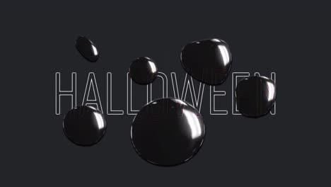 Animation-Von-Halloween-Grüßen-Und-Blasen-Auf-Schwarzem-Hintergrund