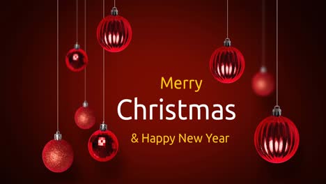 Animation-of-merry-christmas-and-happy-new-year-text-with-baubles-on-red-background