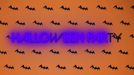 Animation-of-halloween-greetings-and-bats-on-orange-background