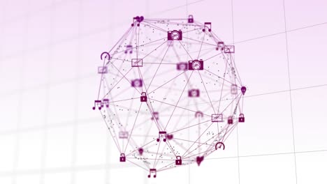 Animation-of-network-of-connections-on-pink-background