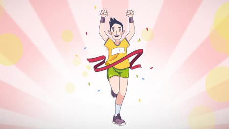 Animation-Schwebender-Lichtpunkte-Und-Sportler-Auf-Rosa-Hintergrund
