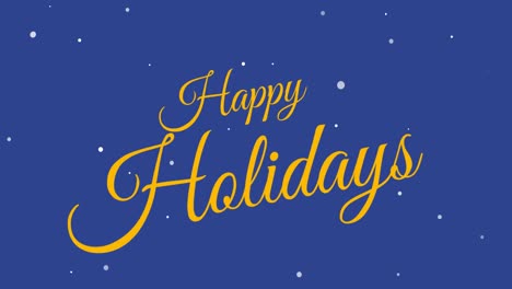 Animation-of-happy-holidays-text,-christmas-greeting-on-blue-background
