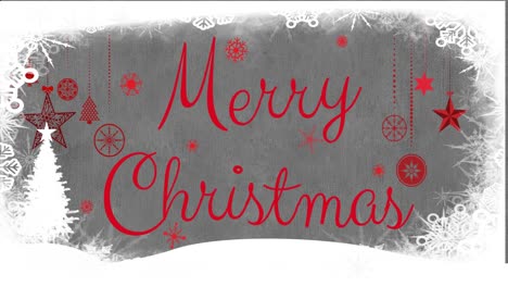 Animation-of-merry-christmas-text-with-christmas-decorations-on-grey-background