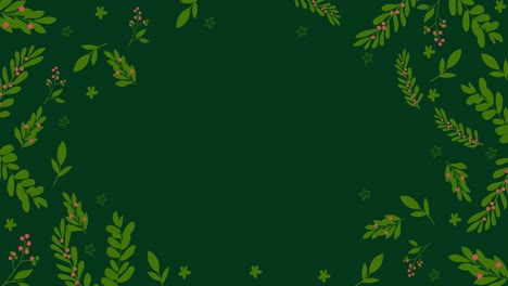 Animation-Von-Pflanzen-Und-Blumen-Weihnachtsdesign-Auf-Grünem-Hintergrund