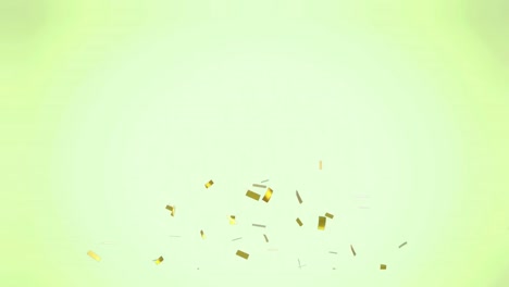 Animation-Von-Goldenem-Konfetti,-Das-Auf-Gelben-Hintergrund-Fällt