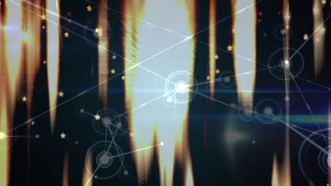 Animation-Leuchtender-Sterne-Und-Lichtspuren-über-Ein-Netzwerk-Von-Verbindungen