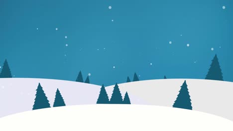 Animation-Einer-Weihnachtsszene-Mit-Schnee,-Der-über-Die-Winterlandschaft-Fällt