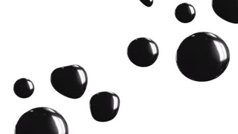 Digital-animation-of-multiple-black-water-drops-against-white-background