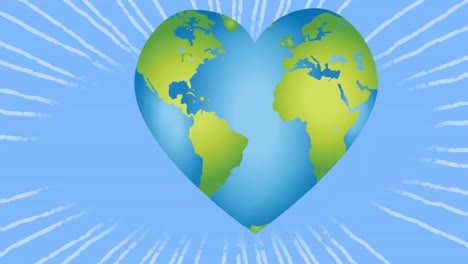 Animation-of-heart-shaped-earth-on-blue-background