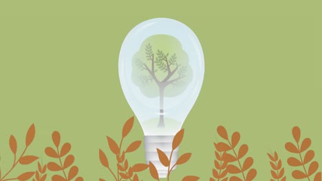 Animation-of-tree-in-bulb-on-green-background