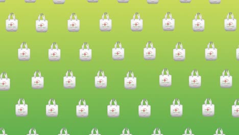 Animation-of-reusable-bags-on-green-background