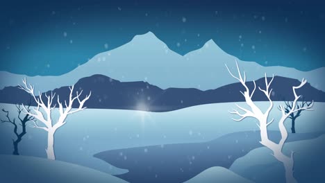Animation-of-snow-falling-in-winter-landscape