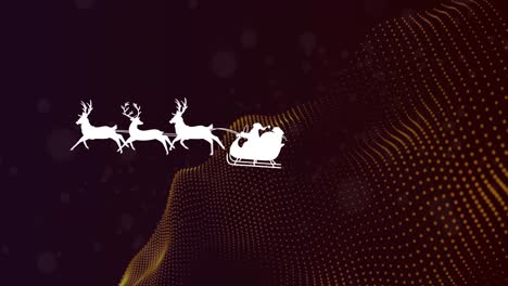 Animation-of-santa-sleigh-over-dots-on-brown-background