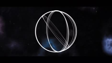 Digital-animation-of-abstract-circular-geometrical-shape-against-thunder-against-black-background