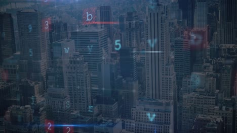 Animation-of-cyber-crime-text-over-cityscape