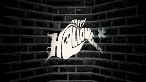 Animation-of-happy-halloween-text-on-brick-background