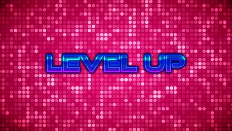 Animation-of-level-up-text-over-pink-glowing-background