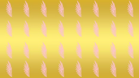 Animation-of-multiple-pink-plants-over-yellow-background