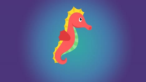 Animation-of-seahorse-over-blue-background