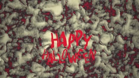 Animation-Eines-Fröhlichen-Halloween-Textes-Auf-Rot-weißem,-Bewegtem-Hintergrund