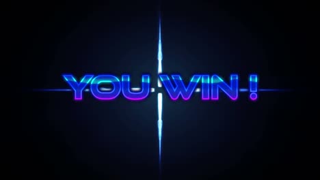 Animation-of-you-win-text-over-blue-glowing-shape