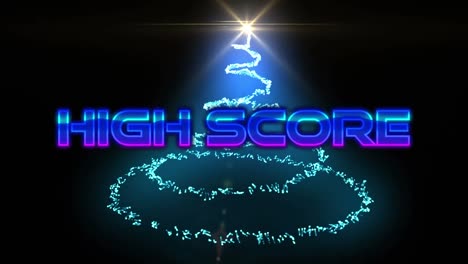 Animation-Von-Highscore-Text-über-Blauer-Lichtspur