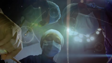 Animation-of-network-of-connections-over-surgeons-in-operating-theater