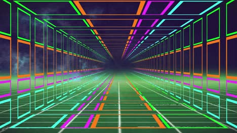 Animation-of-moving,-geometrical,-colorful-tunnel
