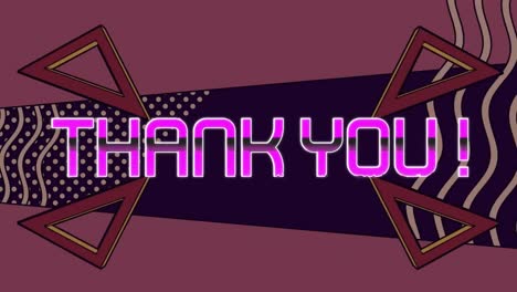 Animation-of-thank-you-over-moving-colorful-geometrical-shapes-on-dark-background