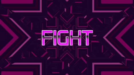 Animation-of-fight-text-over-pink-kaleidoscopic-shapes-on-dark-background