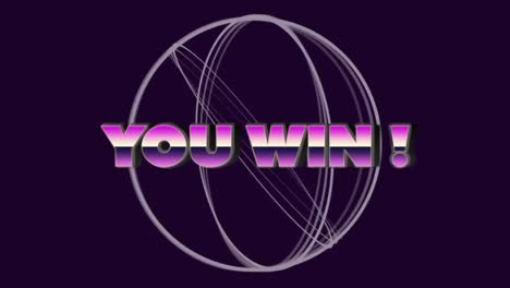 Animation-of-you-win-text-in-metallic-pink-to-purple-letters-over-scope-scanning