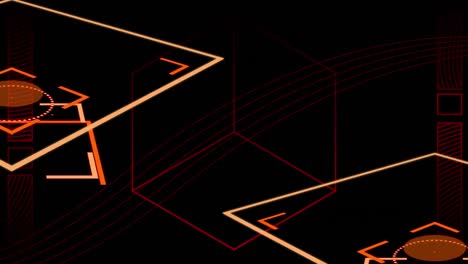 Animation-of-red-geometrical-shapes-on-black-background