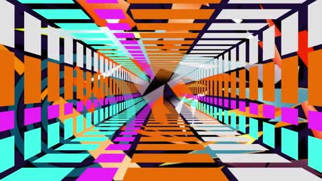 Animation-Eines-Sich-Bewegenden,-Geometrischen,-Farbenfrohen-Tunnels