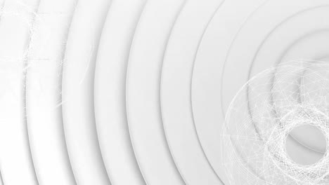 Animation-of-spinning-circles-over-white-geometrical-background
