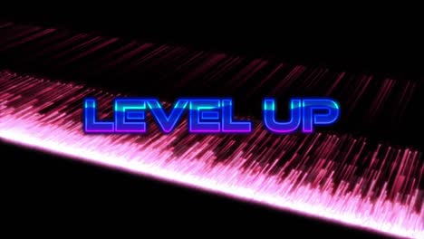 Animation-of-level-up-text-over-pink-moving-lines