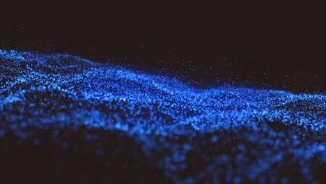 Animation-of-blue-wave-of-spots-on-black-background
