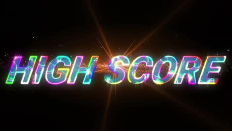 Animation-of-glowing-high-score-text-over-orange-light