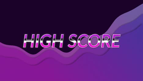 Animation-of-high-score-over-moving-purple-wave-on-dark-background