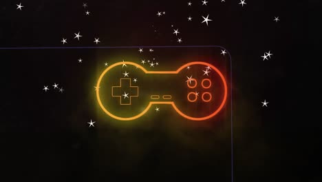 Animation-Von-Neon-Nintendo-über-Sich-Bewegenden-Sternen