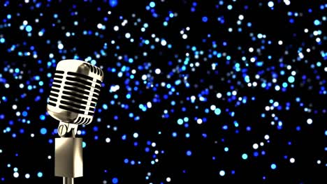 Animation-of-retro-microphone-over-glowing-spots-of-light