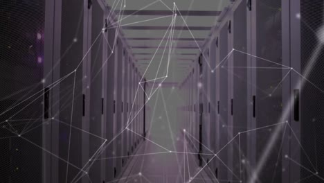 Animation-Eines-Netzwerks-Von-Verbindungen-über-Computerserver