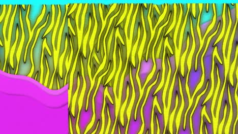 Animation-of-vibrantly-coloured-shapes-in-yellow-and-purple