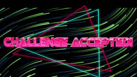 Animation-of-challenge-accepted-text-over-green-trails-on-black-background