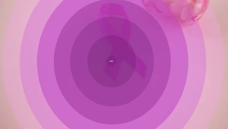 Animation-of-believe-over-moving-purple-circles-and-pink-rose-in-background