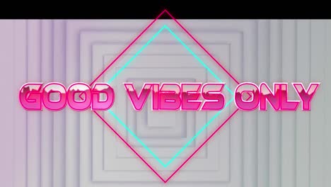 Animation-of-good-vibes-only-text-over-white-geometrical-background