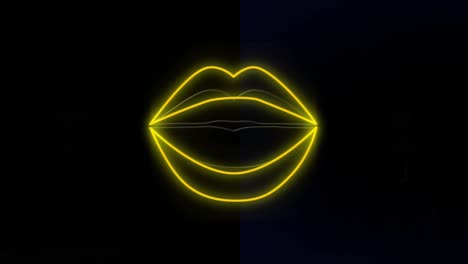 Animation-of-neon-mouth-and-smoke-on-black-background